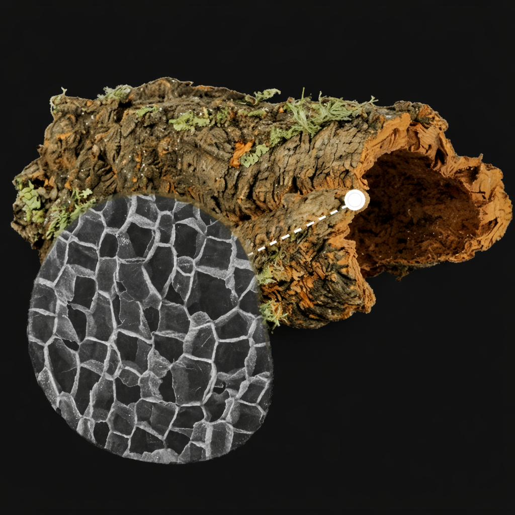 Microscopic cellular structure of cork
